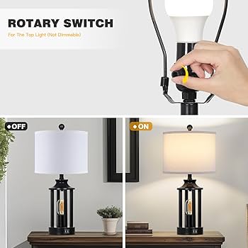y❤︎ Black Living Room Lamps Set of 2, 3 Way Dimmable Touch